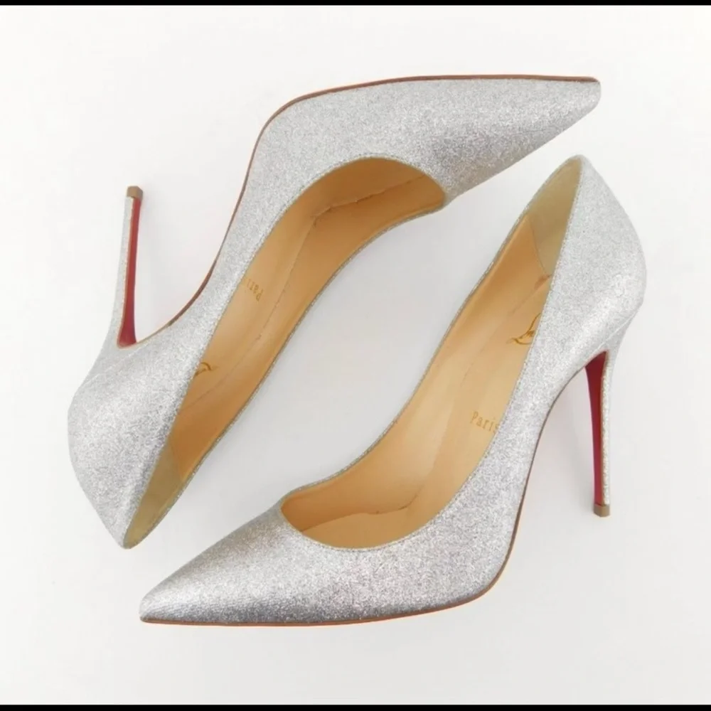 Christian Louboutin silver glitter heels - Picture 2 of 6